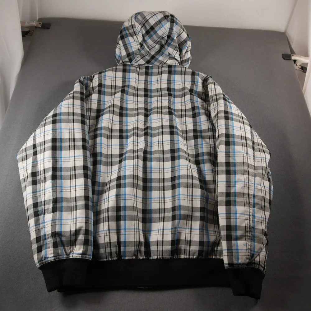 VTG Y2K Fox Racing Plaid Skate BMX Hooded Insulated Men Jacket L Snow Sport Snow